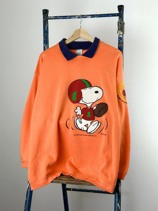 Snoopy Peanuts 1980s Sweatshirt XL Ladies Peach Coral Vintage