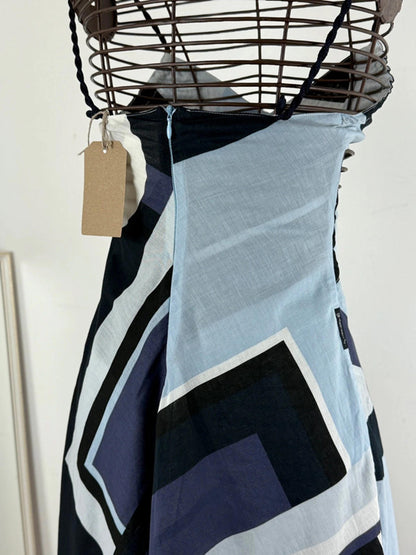 Armani Rope Straps Mini Dress Asymmetrical Cotton y2k 2000s XS