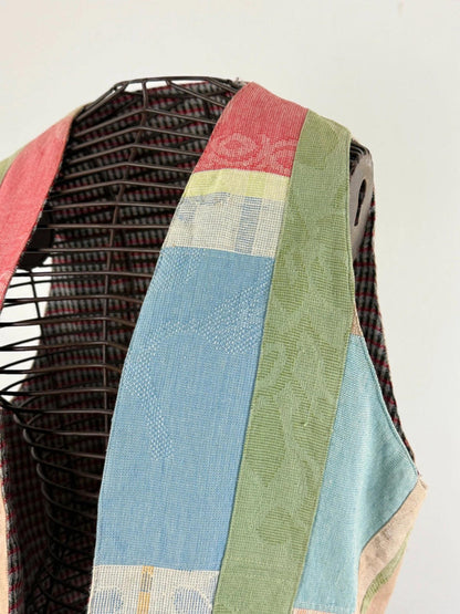 Vintage Cropped Patchwork Waistcoat Reversible