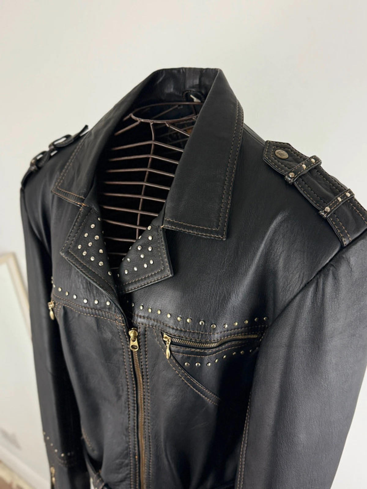 Vintage Biker Leather Jacket Western Style XL Ladies