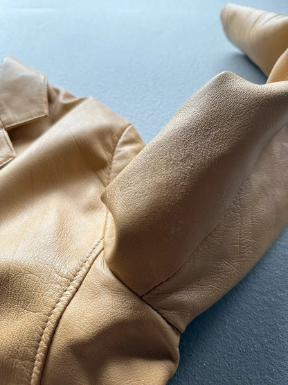 ARMA Buttery Beige Leather Jacket – Women’s UK 16