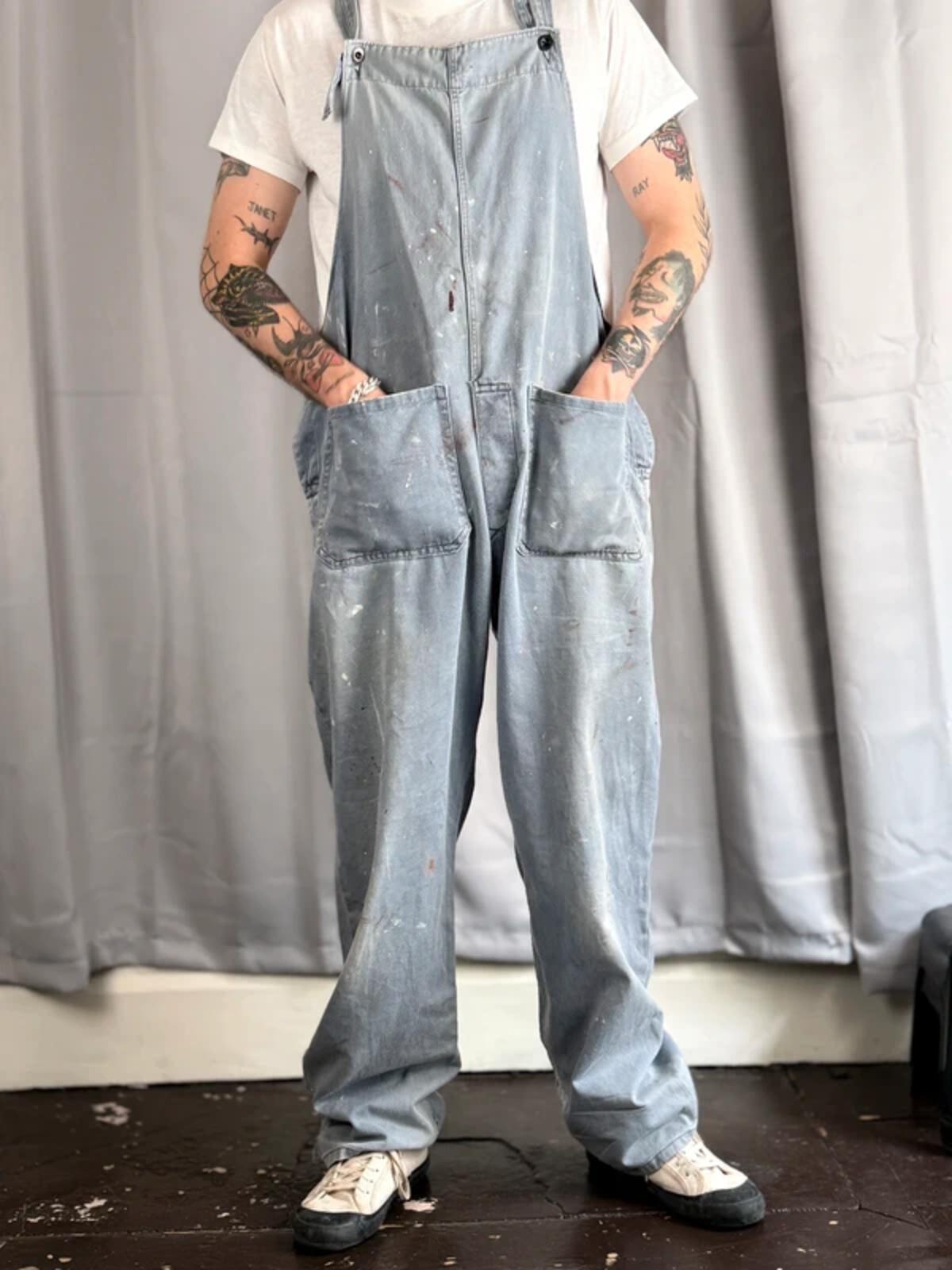 Vintage 1950s Railway Train Driver Dungarees Large