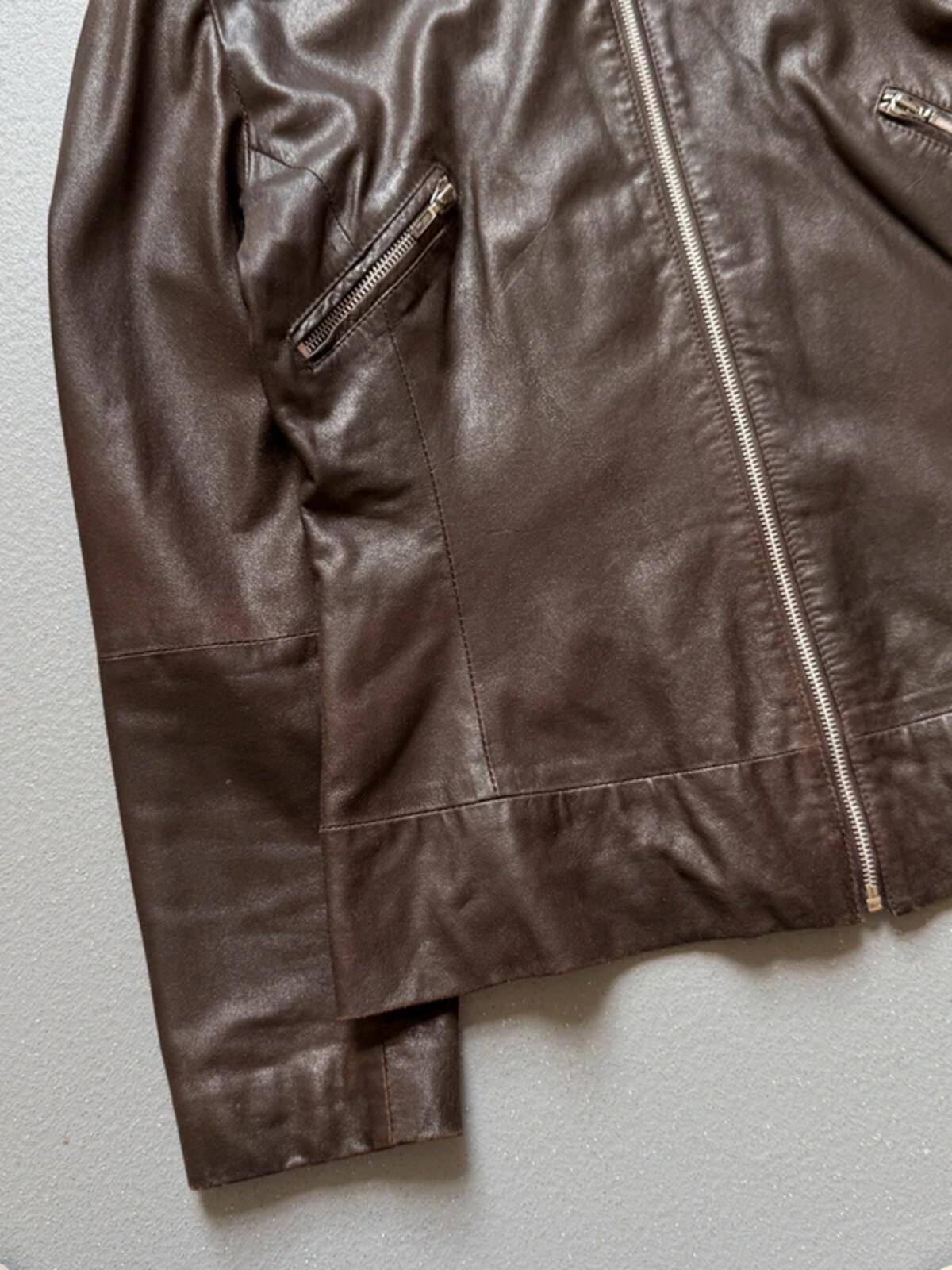 1980s Brown Leather Utility Jacket Large Ladies