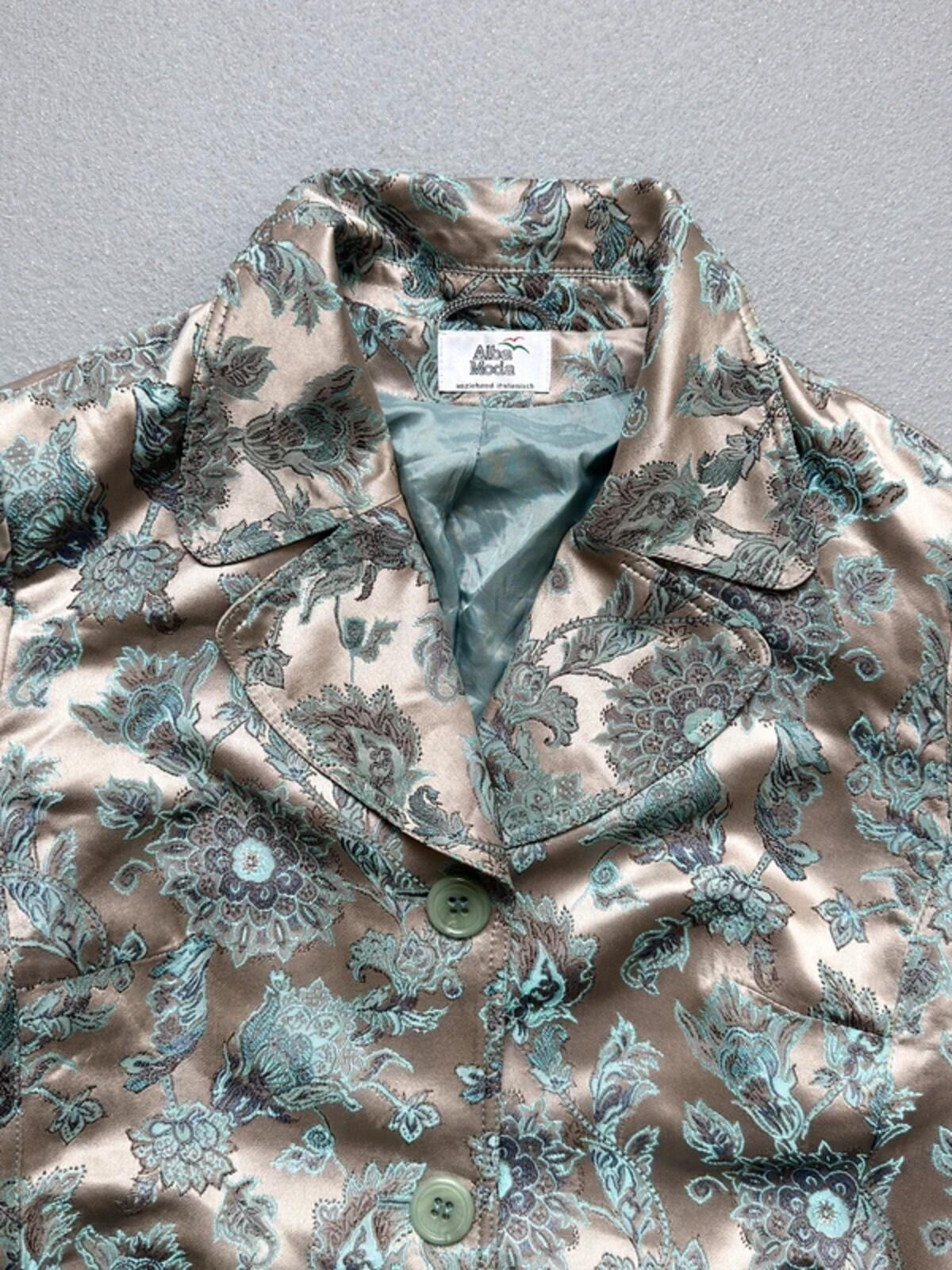 Y2K Silver Botanical Embroidery Trenchcoat with Belt Size 18