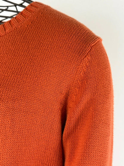 Orange Knitted Cardigan LL Bean Medium