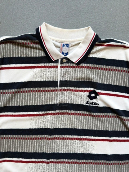 Lotto Vintage 90s Stripe Polo Shirt XXL