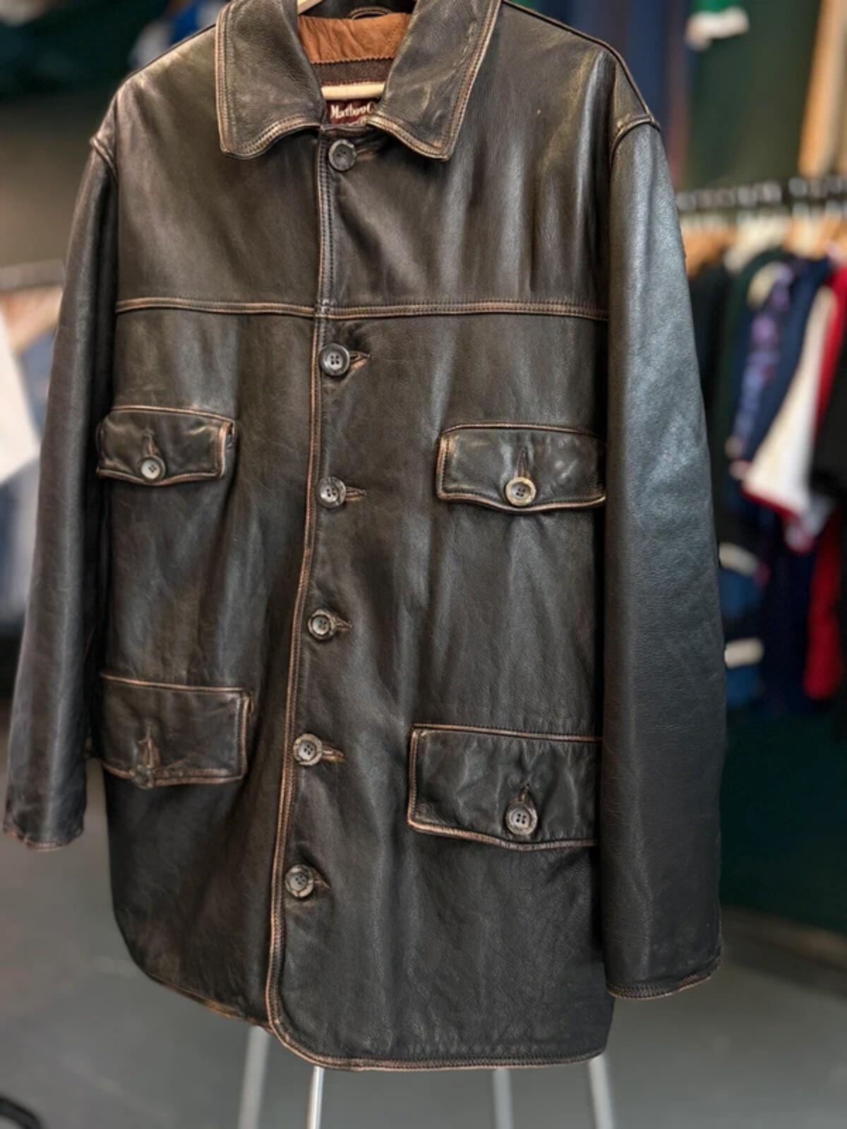Marlboro Classics 90s Vintage Leather Field Coat Large