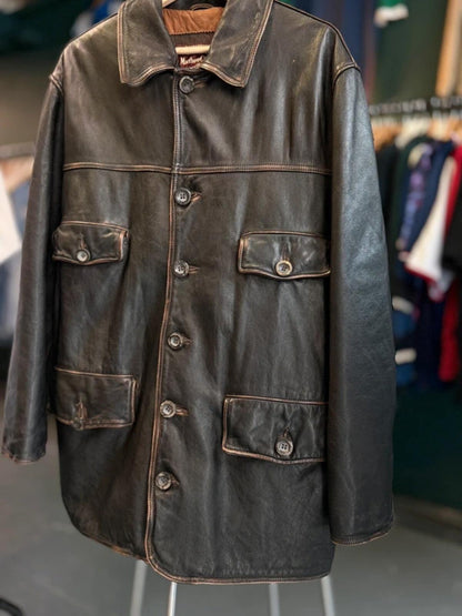 Marlboro Classics 90s Vintage Leather Field Coat Large