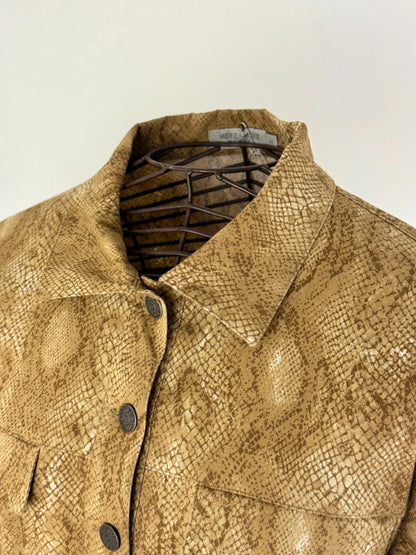 Snakeskin Print Cotton Trucker Jacket Size 12