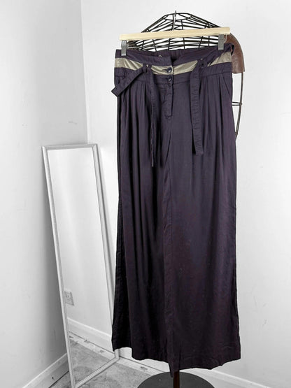 Emporio Armani Wide Leg Cotton Purple Y2K Trousers Size 10