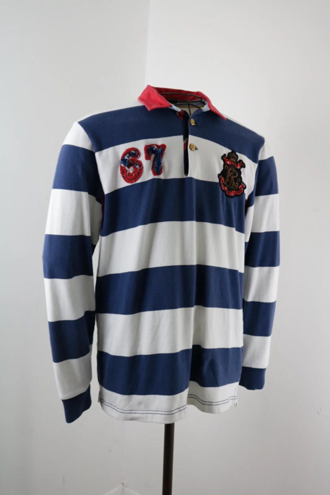 Ralph Lauren Rugby Shirt Striped Large Polo Navy Prep