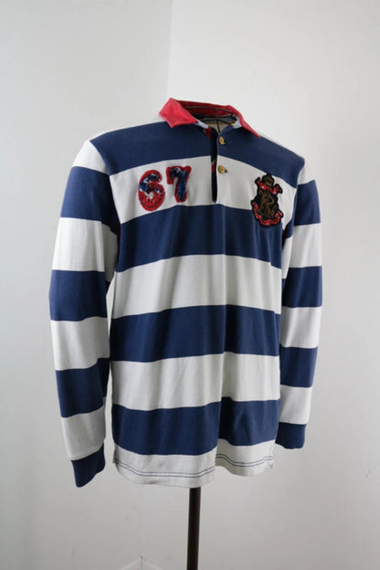 Ralph Lauren Rugby Shirt Striped Large Polo Navy Prep