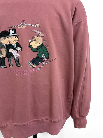 90s Golf Embroidery Humour Sweatshirt Large