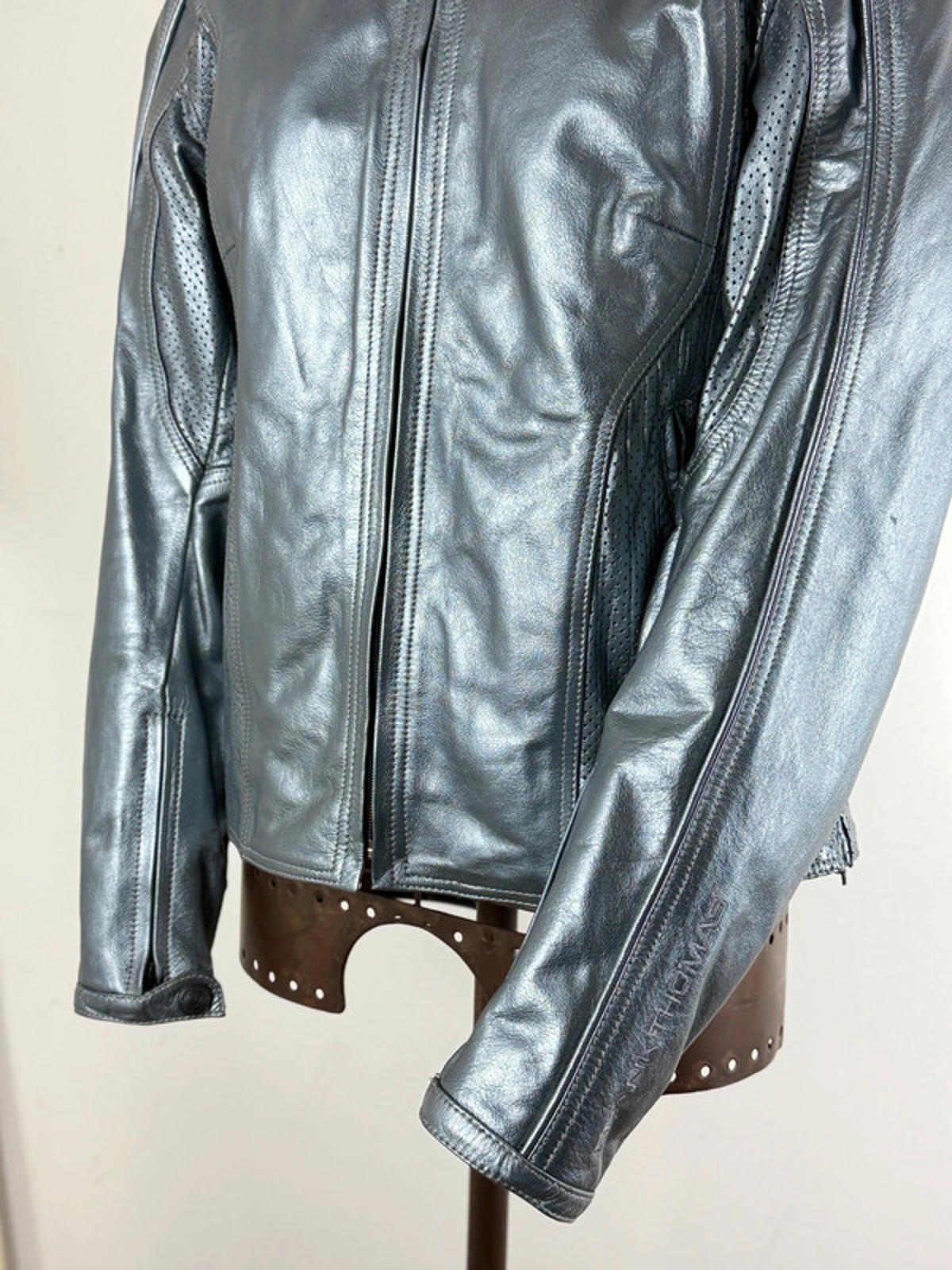 Frank Thomas Silver Cropped Motorcycle Jacket Size 16