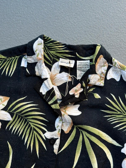 Hawaiian Botanical Rayon Cropped Shirt Ladies Size 8 /10