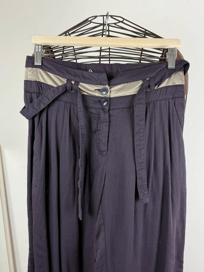 Emporio Armani Wide Leg Cotton Purple Y2K Trousers Size 10