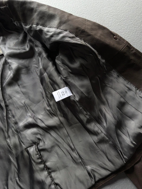 Y2K New Look Brown Leather Jacket – Women’s Size 10