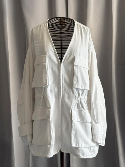 H&M Utility Jacket Oversized Fit Large White
