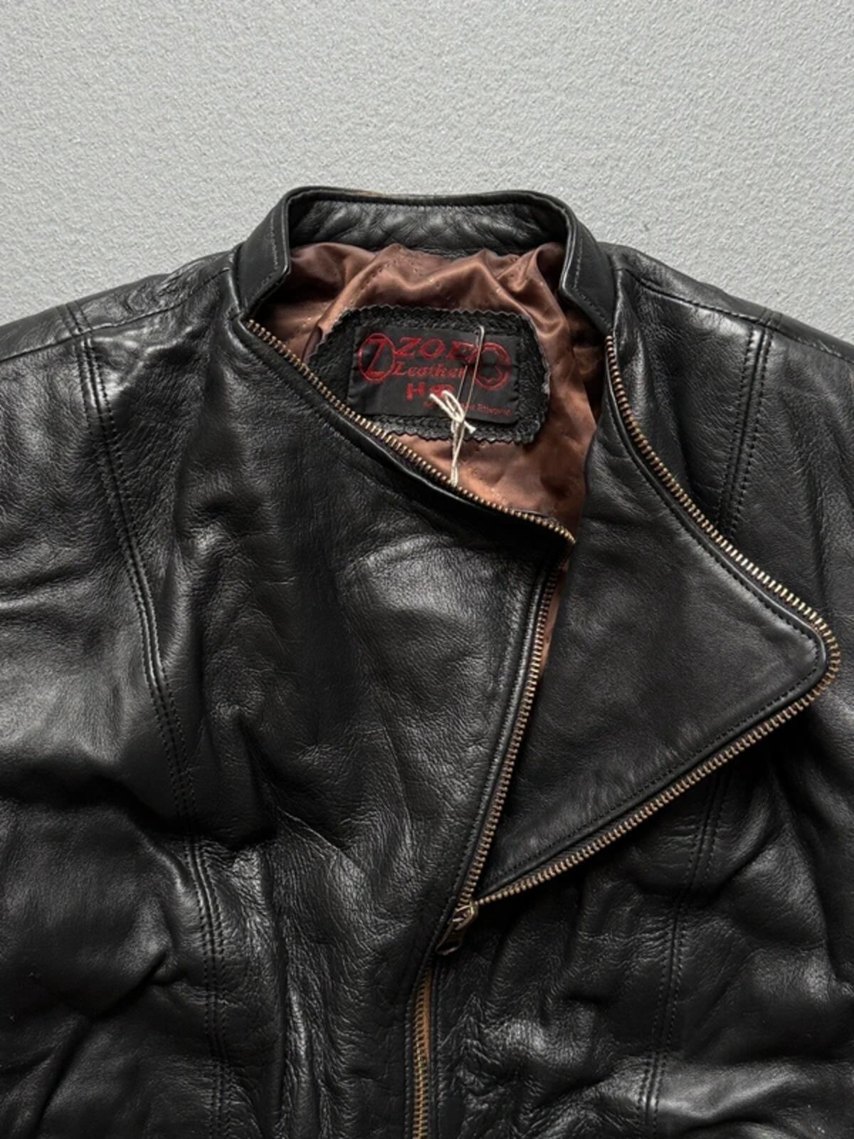 1980s Asymmetrical Black Leather Biker Jacket Small