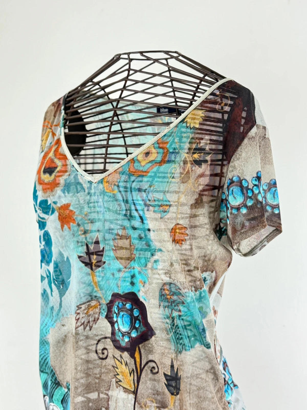 Les Copains Mesh Sheer Floral Blouse XL