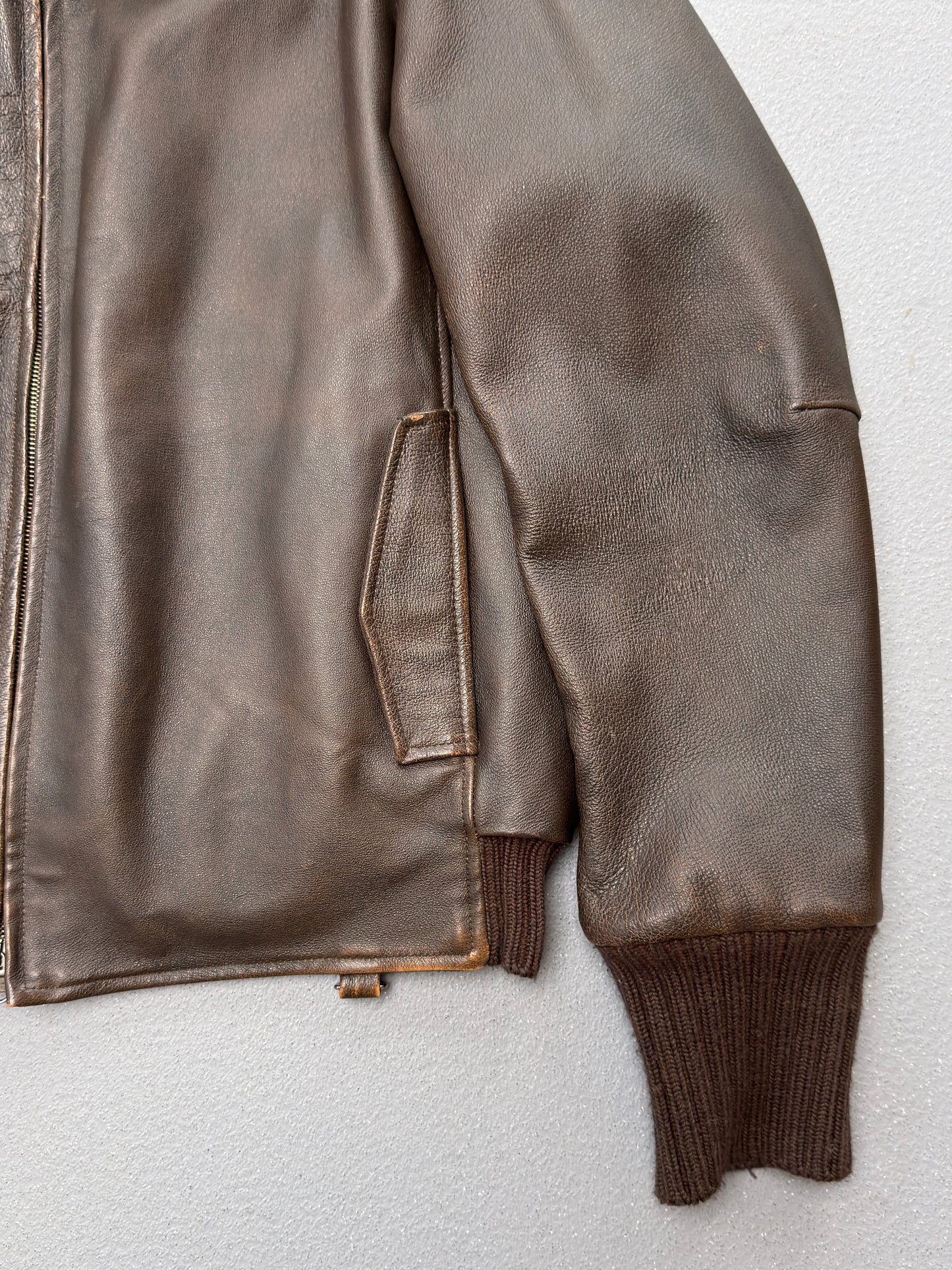 Gian Carlo Rossi Brown Leather Bomber Jacket XL