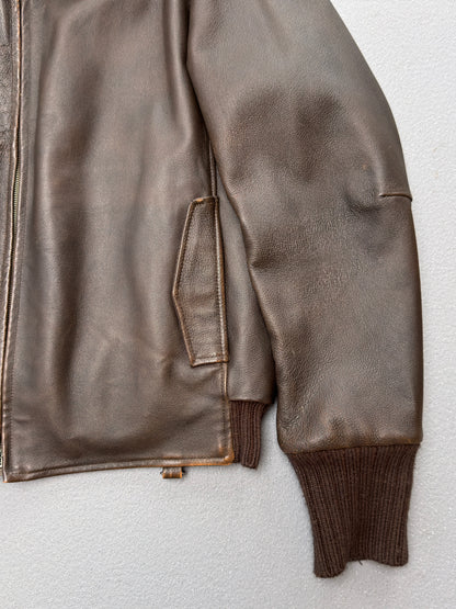 Gian Carlo Rossi Brown Leather Bomber Jacket XL