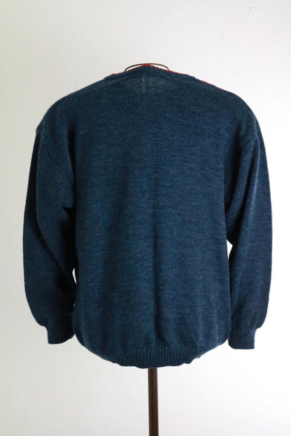 Vintage Art Style Pattern Wool 90s Jumper Large