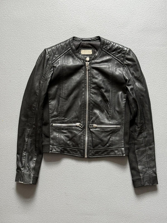 Mango Leather Jacket XS Black