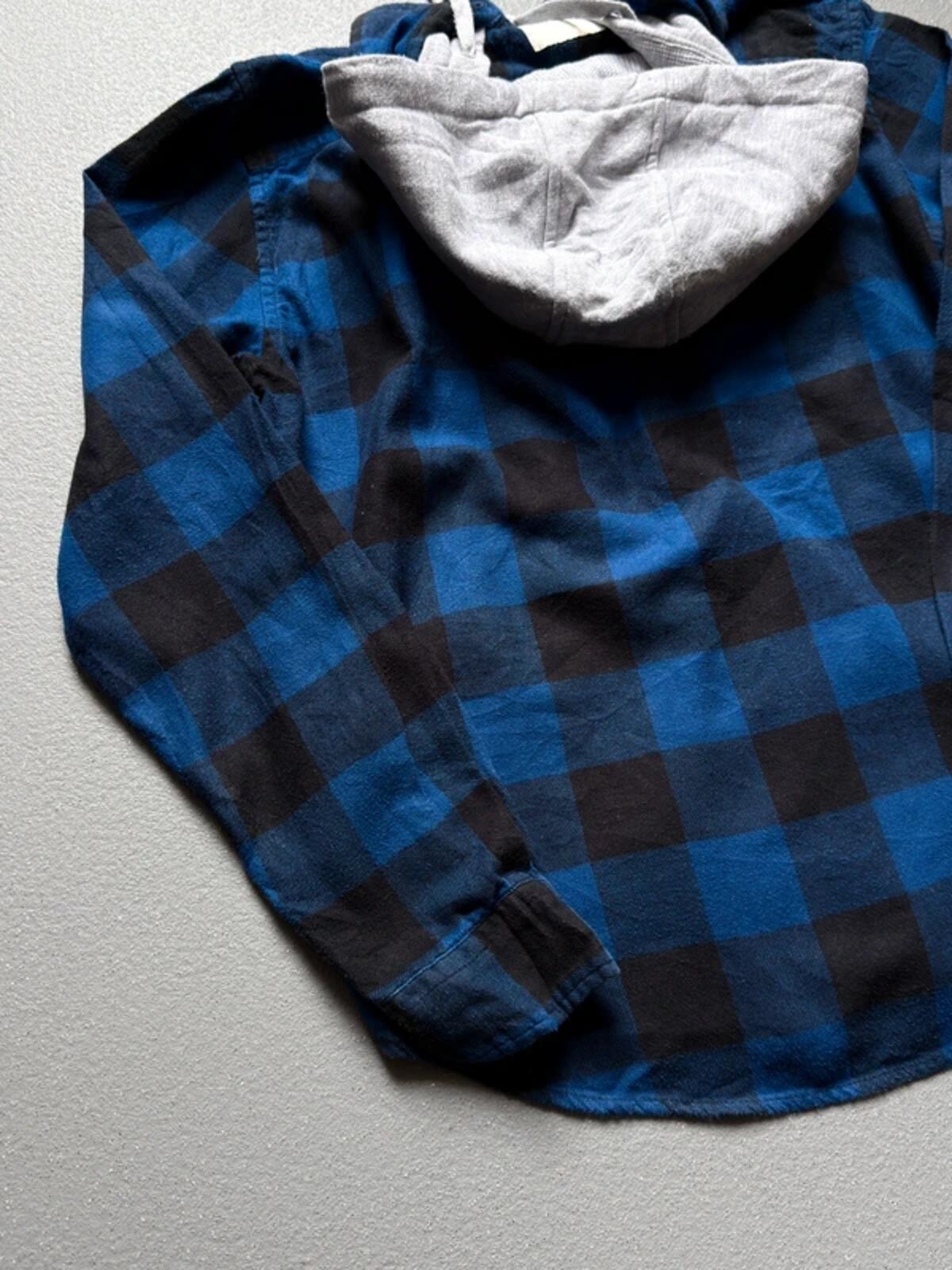 Y2K Grunge Hoodie Flannel Overshirt XS