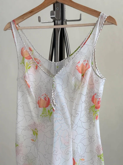 Y2K Pastel Slip Dress Small Floral