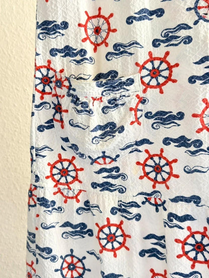 Vintage Nautical Sea Print House Dress Large