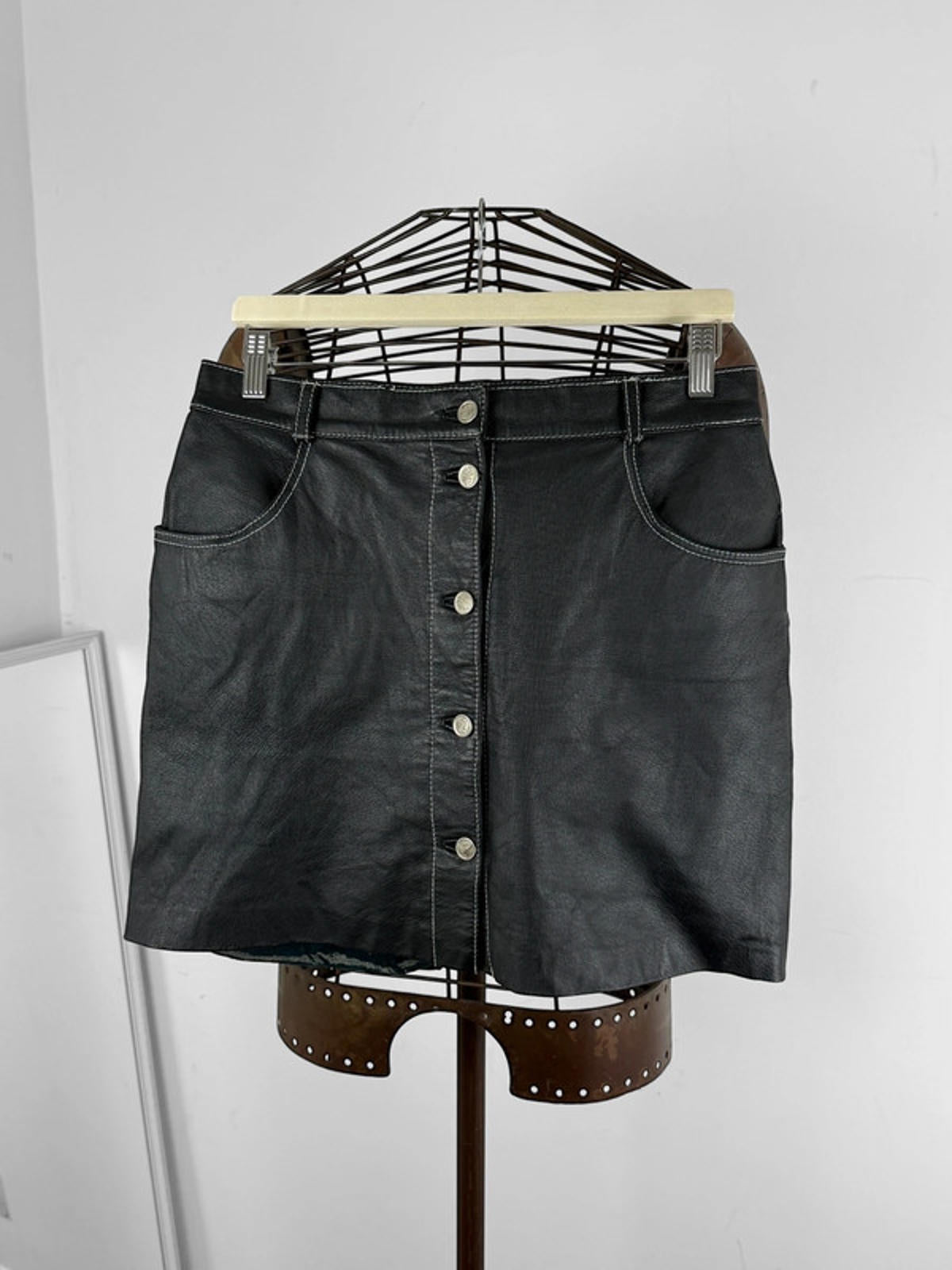 Leather Mini Skirt 32” Size 12