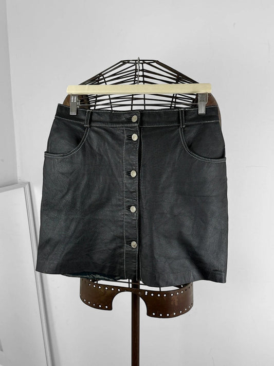 Leather Mini Skirt 32” Size 12