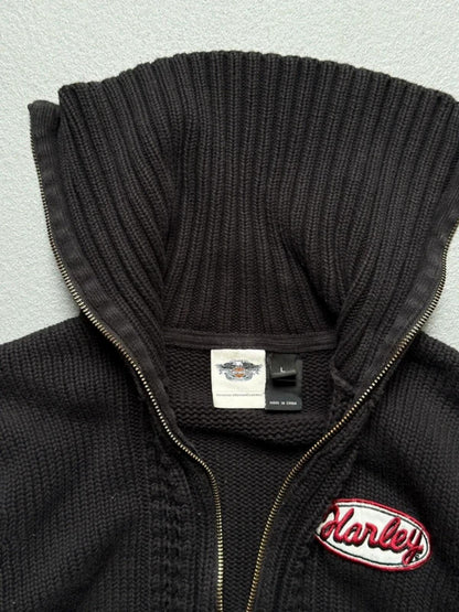 Harley Davidson Y2K Funnel Neck Zip Jacket Large Ladies