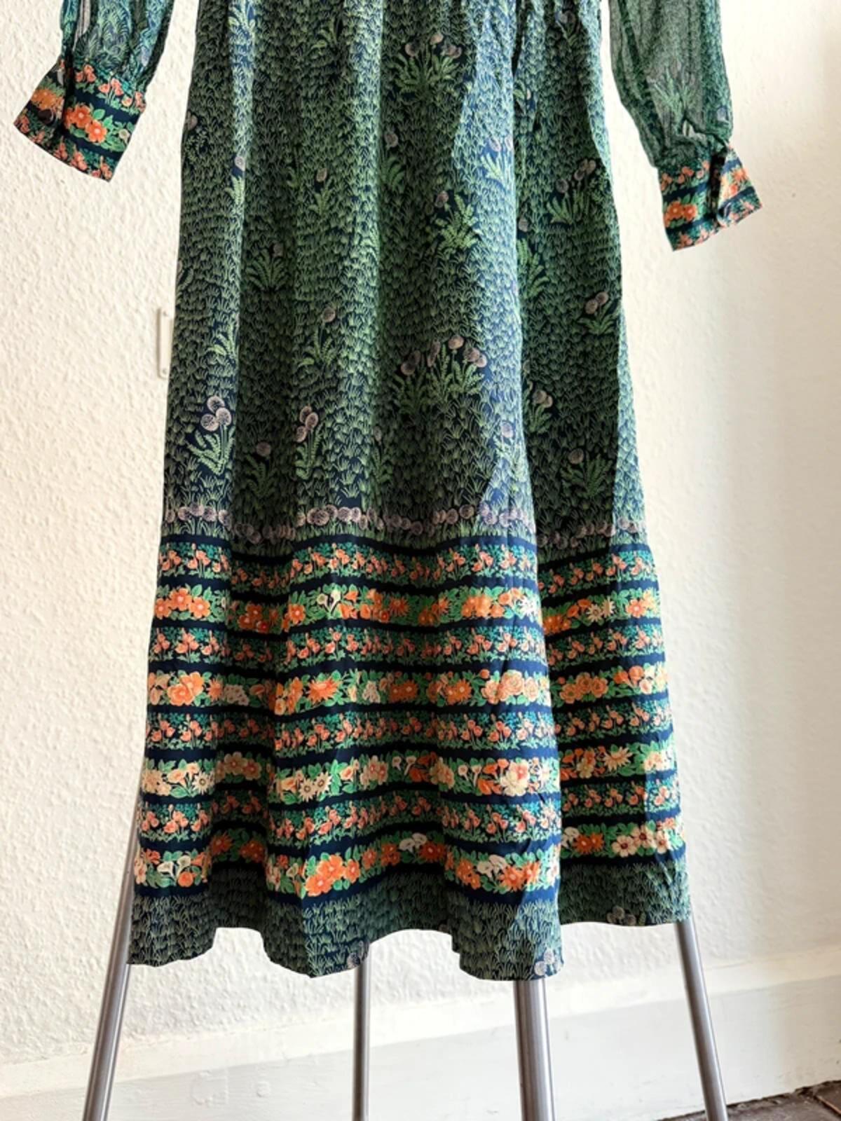 1960s Dandelion Printed Long Sleeve Midi Dress Small