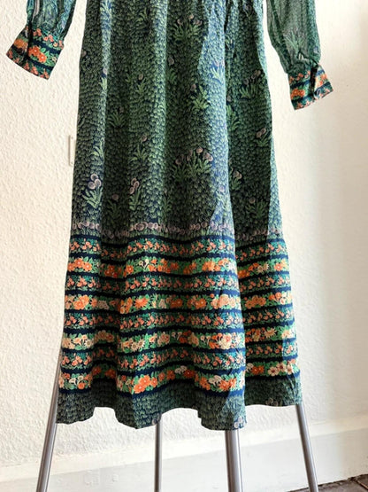 1960s Dandelion Printed Long Sleeve Midi Dress Small