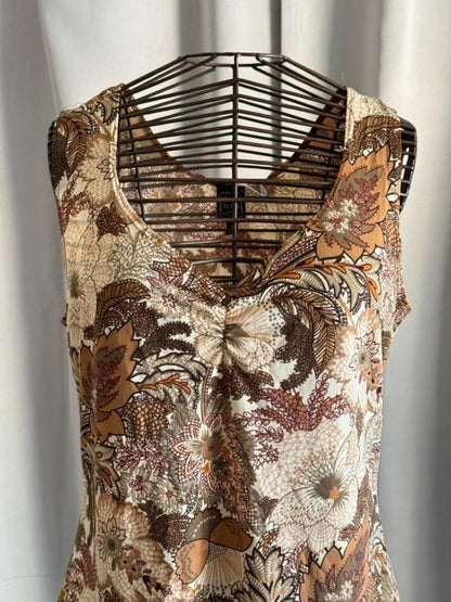 Y2K Boho Botanical Print Vest Top Large