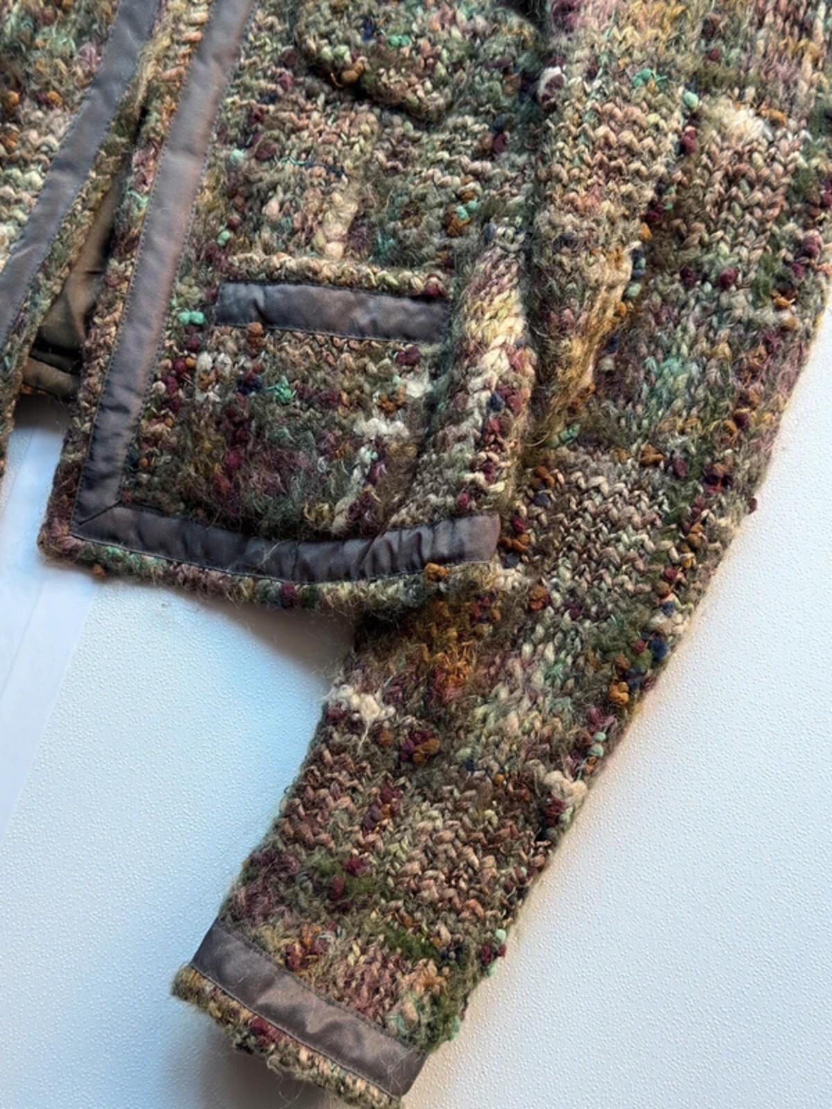 Vintage Bouclé Tweed Cropped Jacket Multicolour Textured Blazer