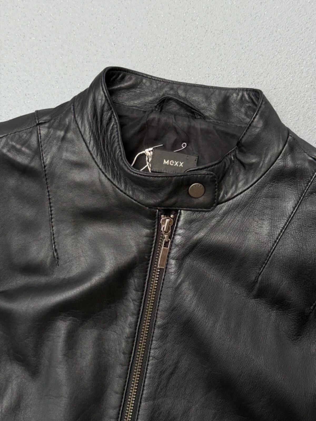 Mexx Y2K Lamb Leather Bomber Jacket Size 16 Black