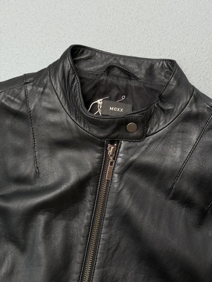 Mexx Y2K Lamb Leather Bomber Jacket Size 16 Black