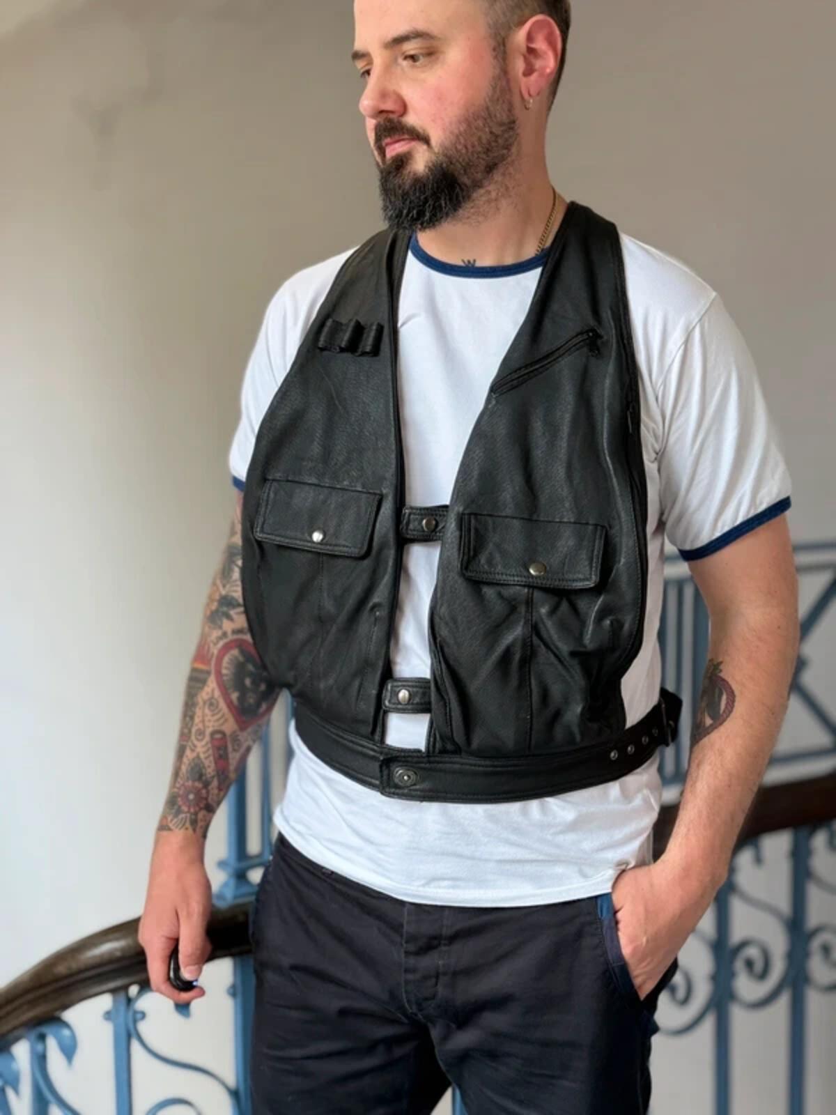 Vintage Leather Utility Vest Jopej