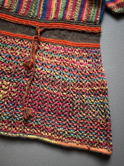 Vintage Rainbow Hand Knit Crochet Dress Small / Medium