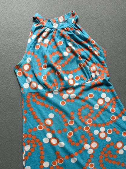70s Halter Neck Mini Dress Geometric Pattern Small Size 8