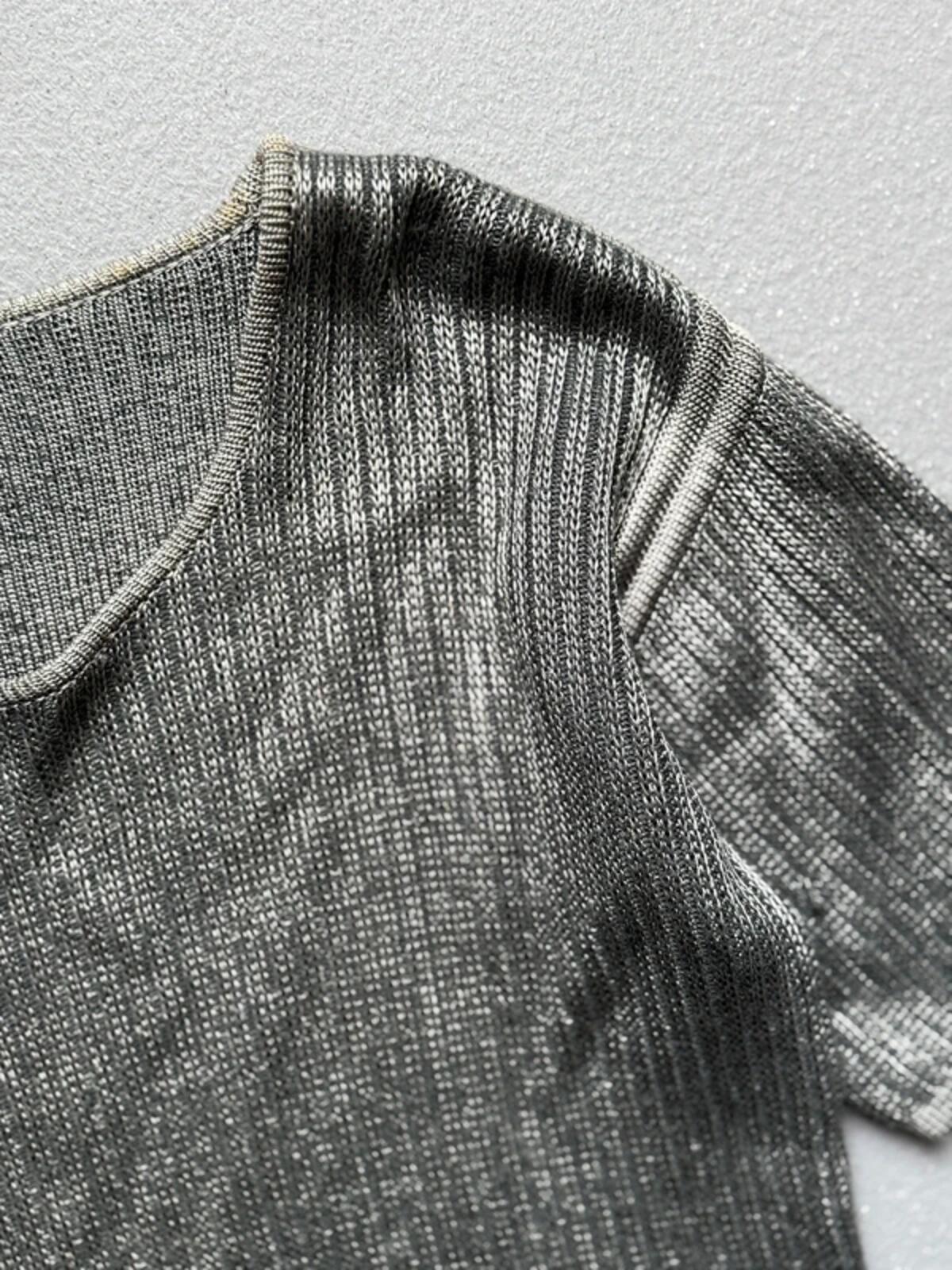 Fendi 80s Silver Short Sleeve Knit Jumper Size 14