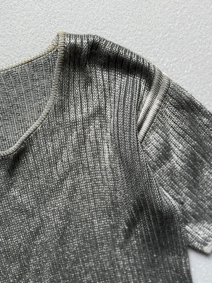 Fendi 80s Silver Short Sleeve Knit Jumper Size 14