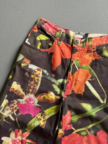 Moschino High Waisted Trousers 26” Floral Print 90s Vintage