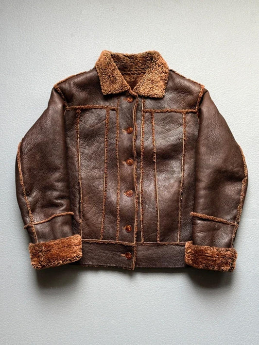 Vintage Flight Shearling Bomber Jacket Medium / Large 90s