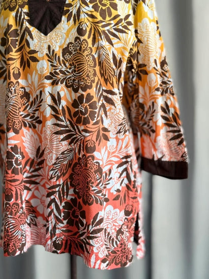 Y2K Boho Botanical Tunic XL Ladies