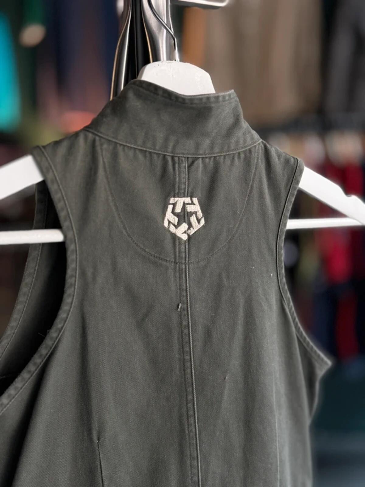 Tribal Y2K Full Zip Utility Dress Small Khaki
