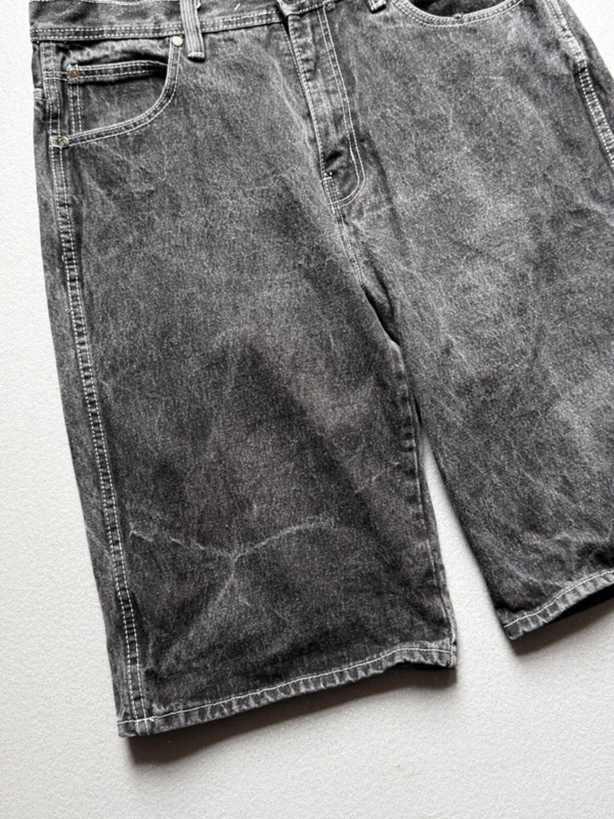 Baggy Y2K Denim Shorts Grey 36”